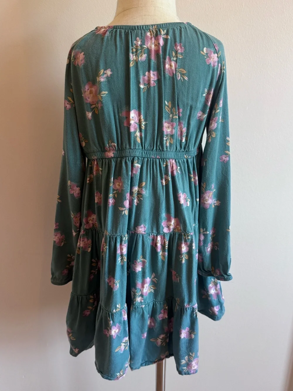 OshKosh B'gosh Teal Floral Tiered Dress with Pink Blooms